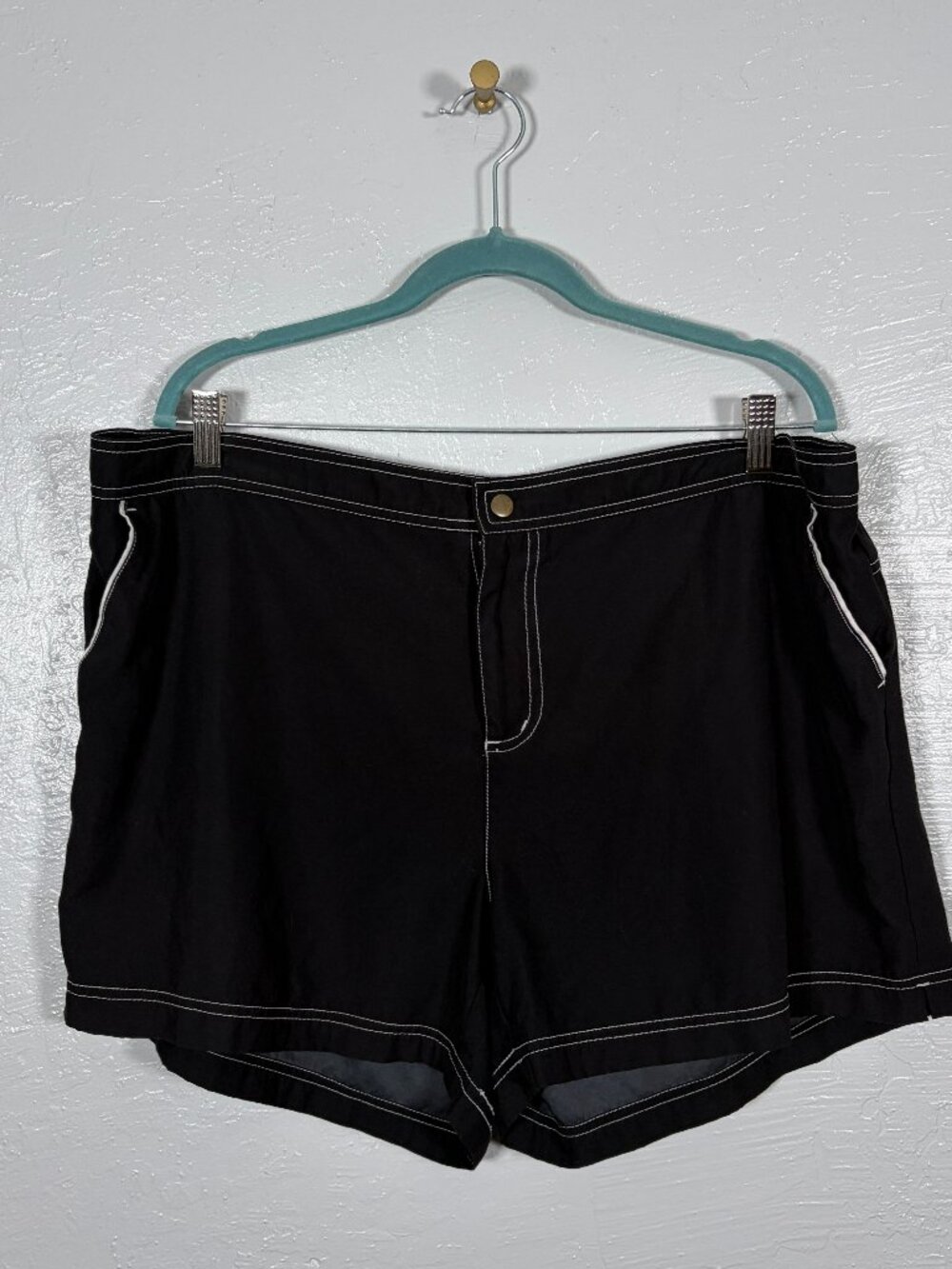 Catalina Women Plus Size 2X Black White Boardshorts Swim Pockets Beach Vacation